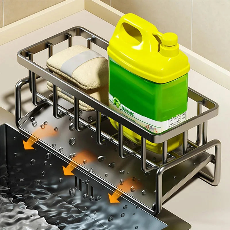 Carbon Steel Sink Caddy Organizer with Drain Tray