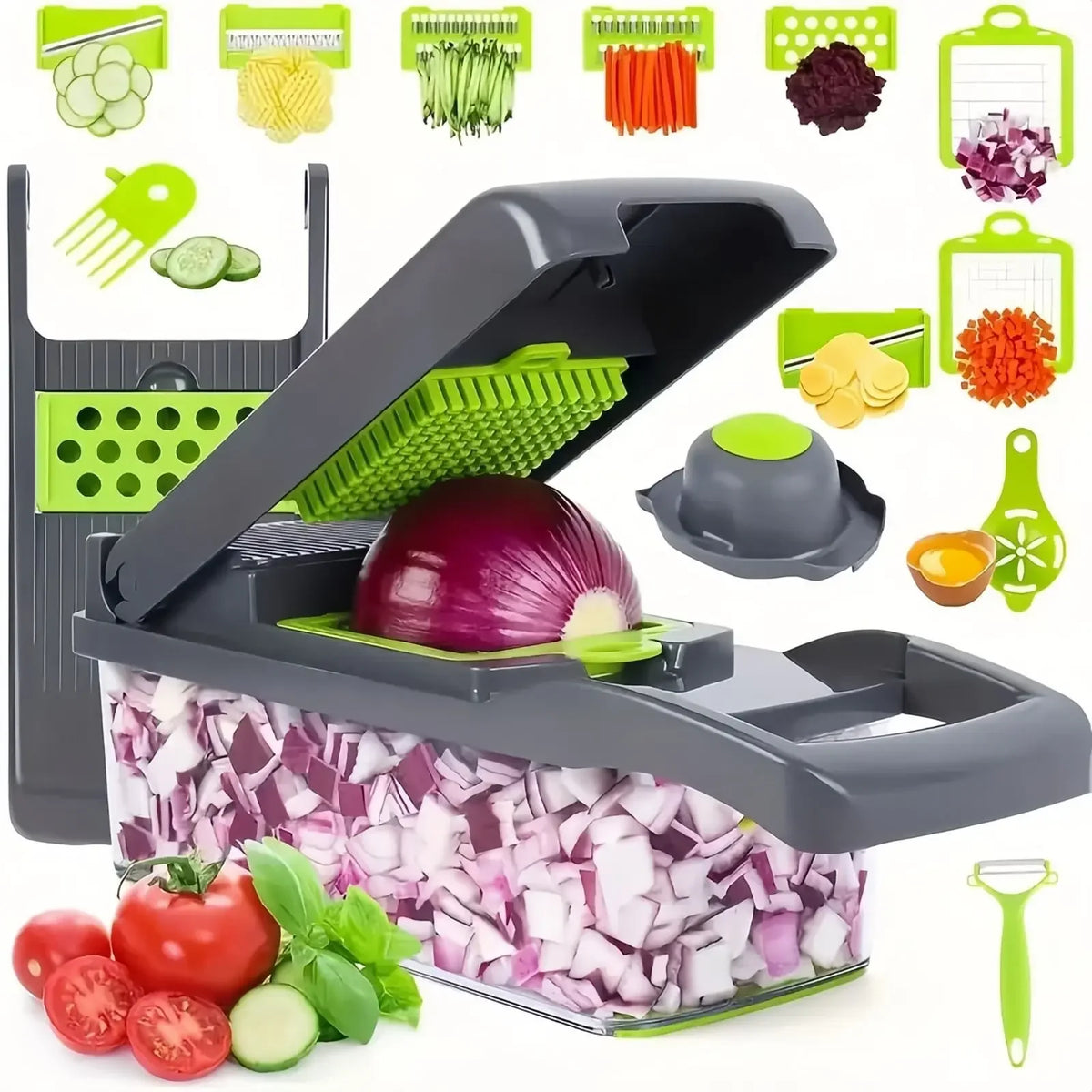 16 in 1 grey Color Multifunctional Vegetable Chopper With Slicer And Dicer