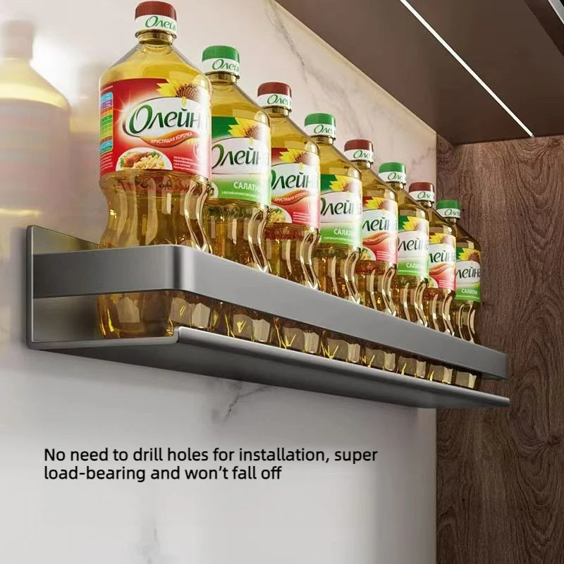 Wall-Mounted Condiment And Spice Storage Organizer Rack