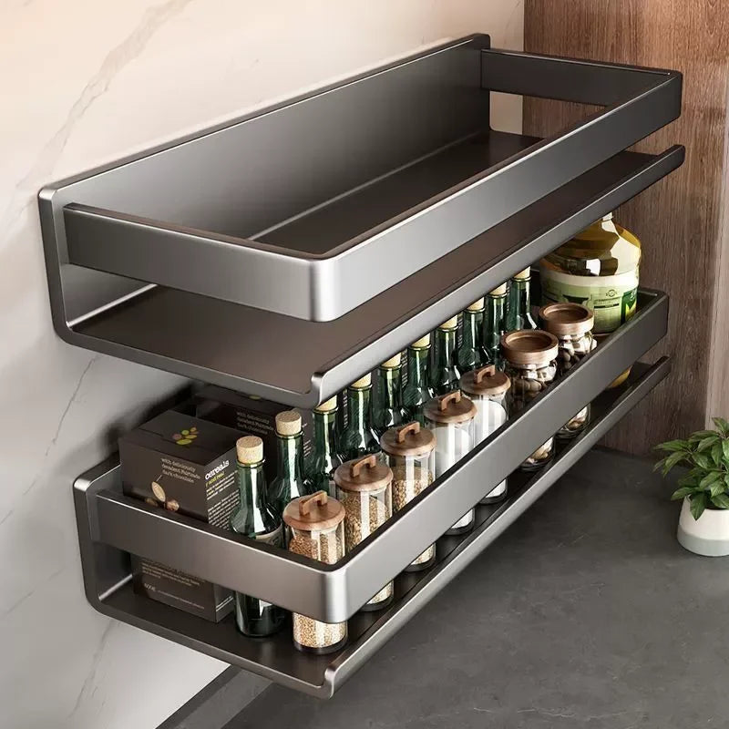 Wall-Mounted Condiment And Spice Storage Organizer Rack