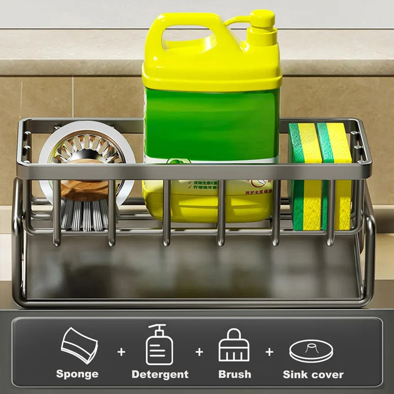 Carbon Steel Sink Caddy Organizer with Drain Tray