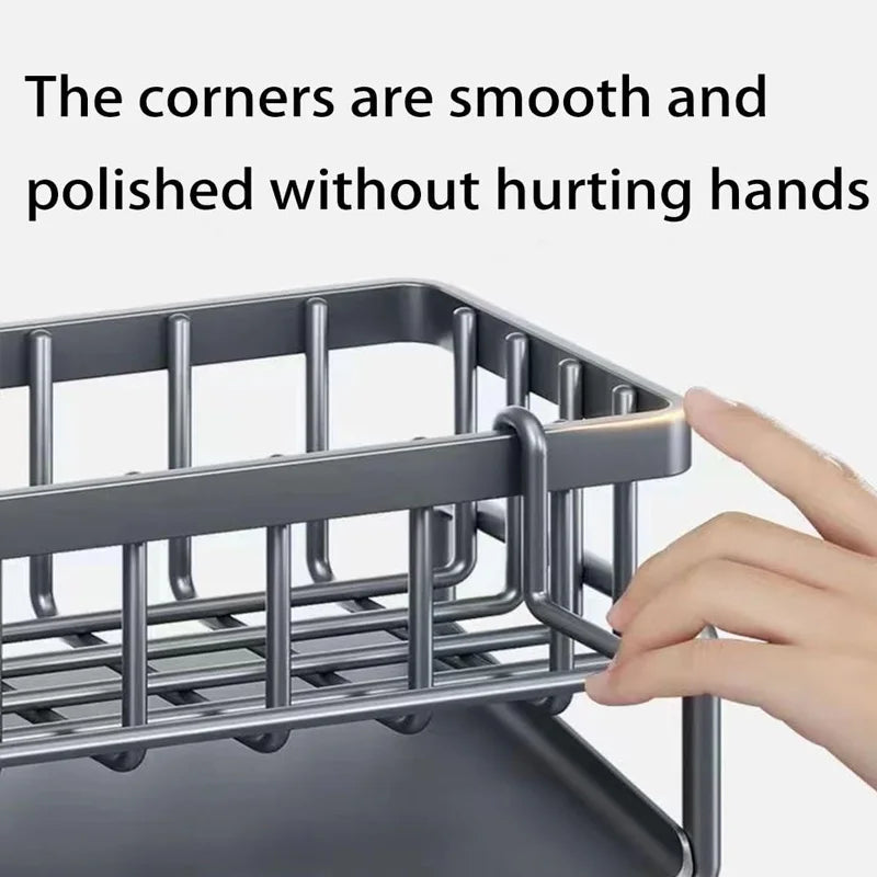 Carbon Steel Sink Caddy Organizer with Drain Tray