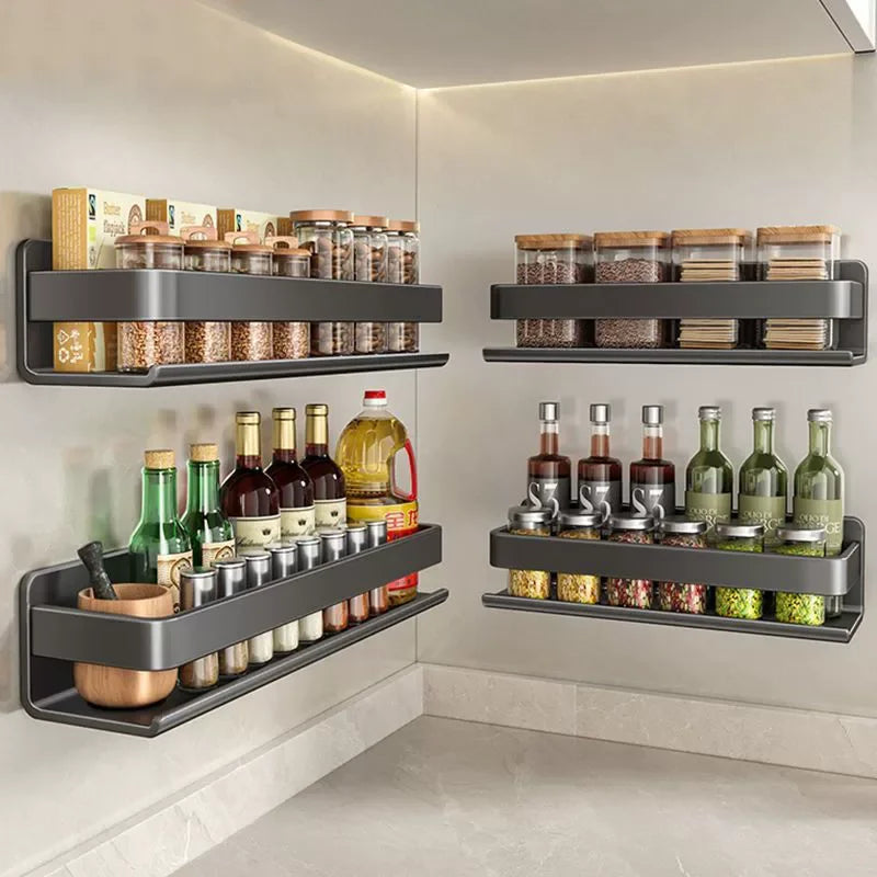 Wall-Mounted Condiment And Spice Storage Organizer Rack